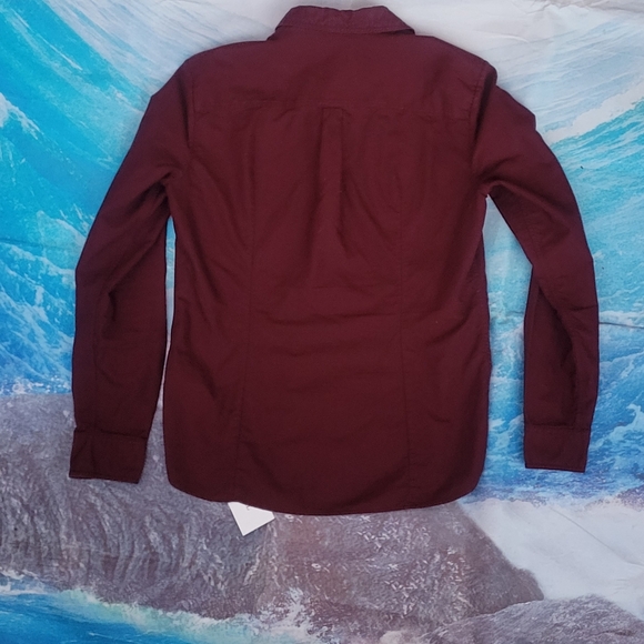 Burberry Brit button-up long sleeve Burgundy designer shirt size xtra-small - Picture 2 of 6